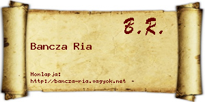Bancza Ria névjegykártya